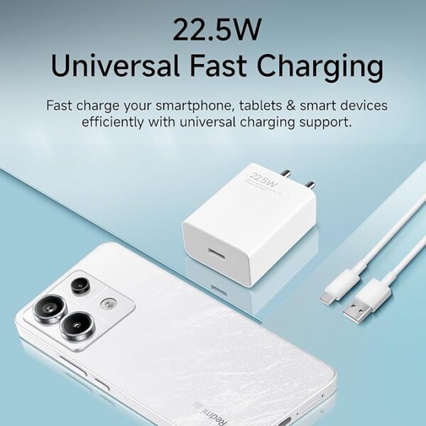 MI Xiaomi 22.5W Fast Charger with USB-C Cable, Quick Charge 3.0 Power Adapter Compatible with Redmi Note Series, Poco, Mi, Any Type C Devices - with Power Delivery (White) - Image 2